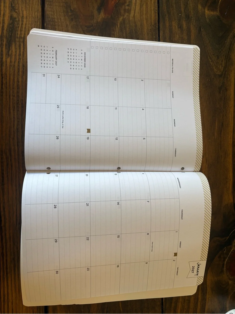 Monthly Planning Calendar 2025-2027 in Mint with Orange Floral Print